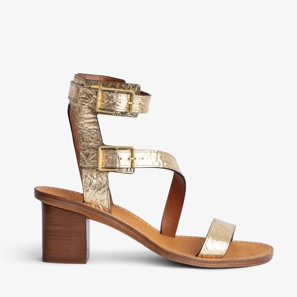 NIB Zadig & Voltaire Cecilia Caprese Sandal Gladiator Leather Gold Sz 40 - Picture 16 of 16